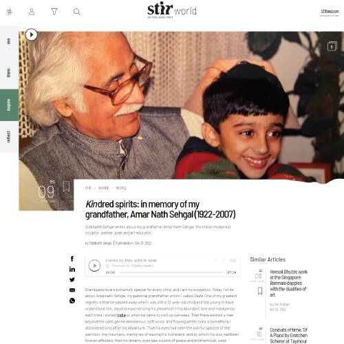 Kindred spirits: in memory of my grandfather, Amar Nath Sehgal (1922-2007)