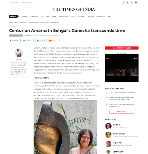 Amar Nath Sehgal’s Ganesha by Uma Nair 
Times of India